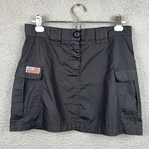 UFO Contemporary Skirt Womens Small Black Army Wind Side Cargo Pockets Mini